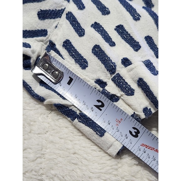 Anthropologie Boho Paper Bag Shorts Women's Large White Blue Striped Tie Belt - Picture 4 of 8